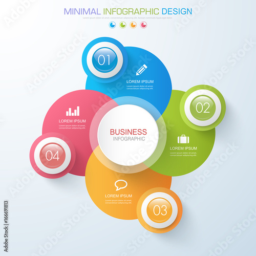 Business infographic template the concept is circle option step with full color icon can be used for diagram infograph chart business presentation or web , Vector design element illustration