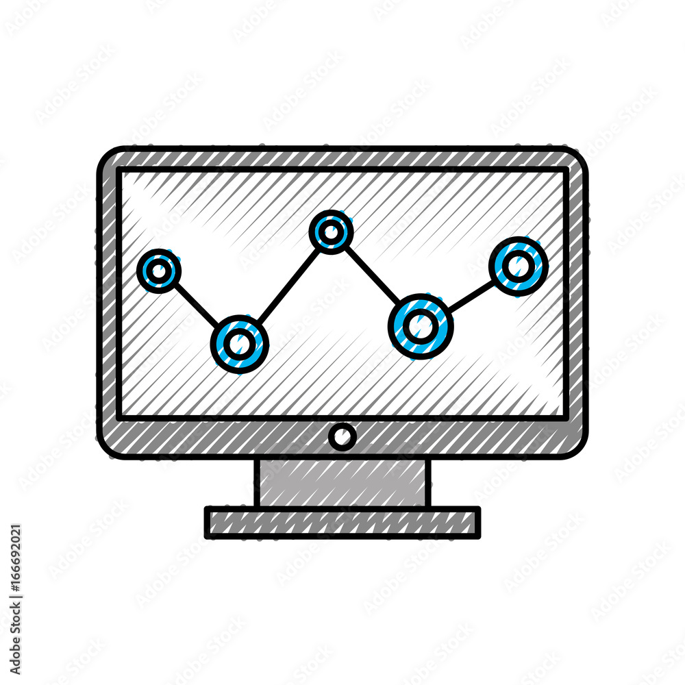 computer desktop with statistics vector illustration design computer desktop with statistics vector illustration design