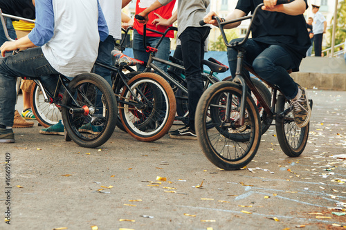 gathering of cyclists BMX