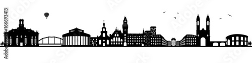 Saarbrücken Saarland Deutschland Skyline Silhouette Panorama schwarz