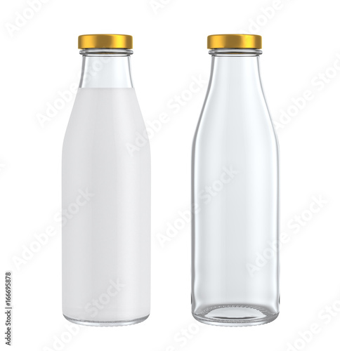 Bottle of milk isolated on white background, 3D rendering