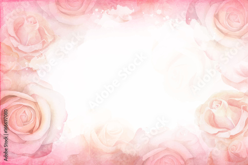 Abstract romantic rose horizontal background. Delicate design template for greeting cards and invitations.