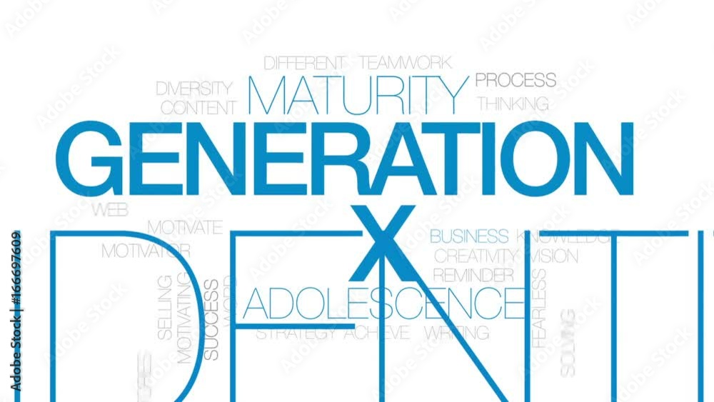 Generation X animated word cloud, text design animation. Kinetic typography. Generation X animated word cloud, text design animation. Kinetic typography.