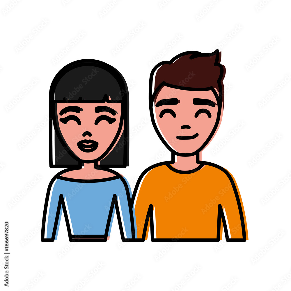 cartoon couple smiling icon cartoon couple smiling icon