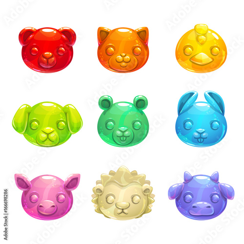 Cute jelly animals faces.