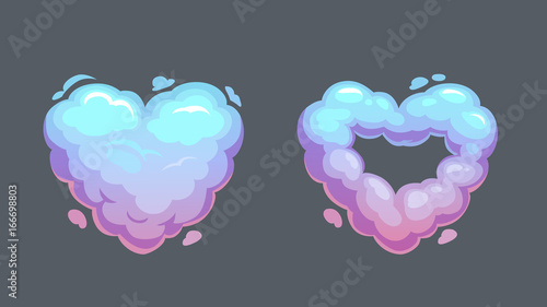 Cartoon smoke heart icons.