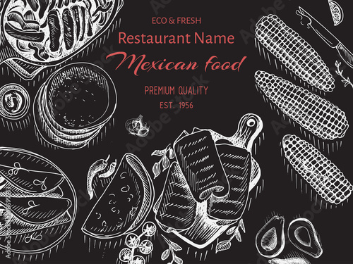 Vector illustration sketch - Mexican food. Card Menu mexican cuisine. vintage design template, banner.