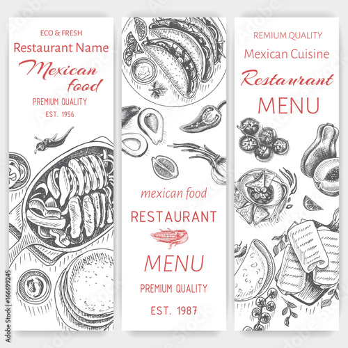 Vector illustration sketch - Mexican food. Card Menu mexican cuisine. vintage design template, banner.