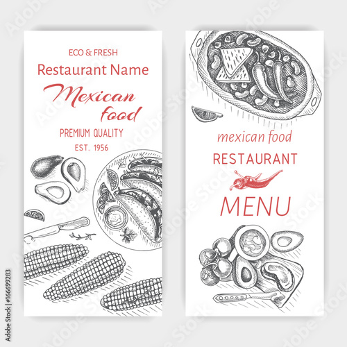Vector illustration sketch - Mexican food. Card Menu mexican cuisine. vintage design template, banner.