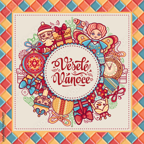 Vesele Vanoce. Vector. Czech language. Warm 