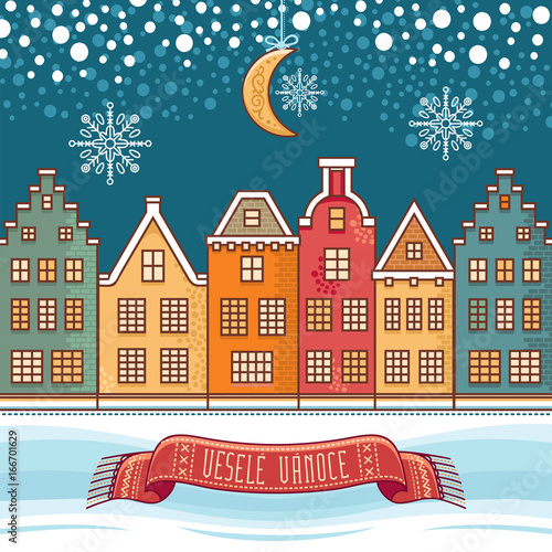 Vesele Vanoce. Vector. Czech language. Warm 