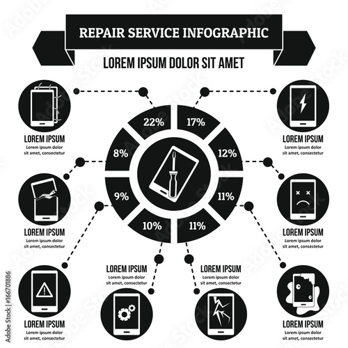 Repair service infographic concept, simple style