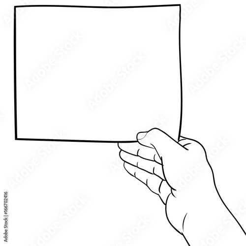 Hand drawing, hand holding blank paper -Vector Illustration