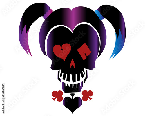 Skull in style of 'Harley Quinn' photo