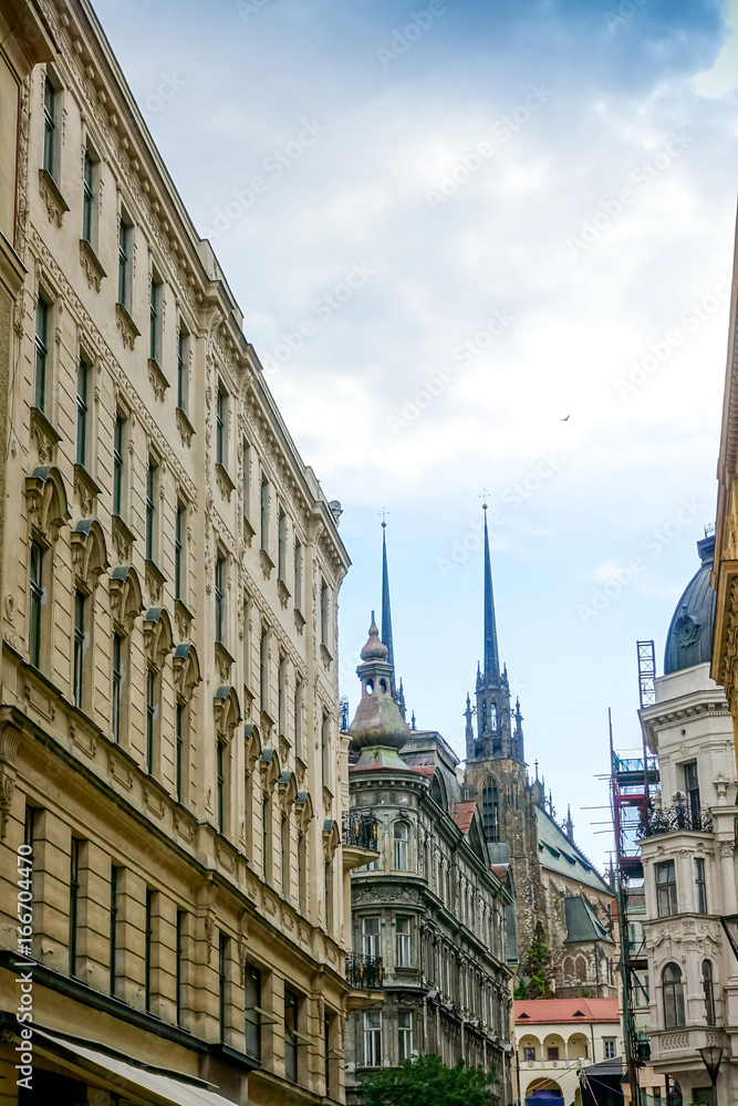 street view of downtown in Brno, Czech Republic