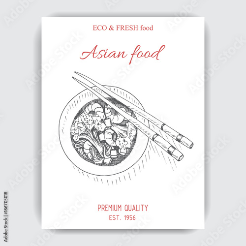 Vector illustration sketch - asian food. Card menu japan. vintage design template, banner.