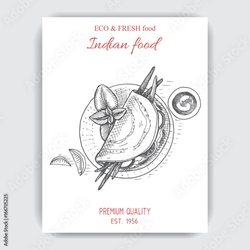 Vector illustration sketch - indian food.