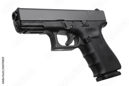 black gun pistol isolated on white photo