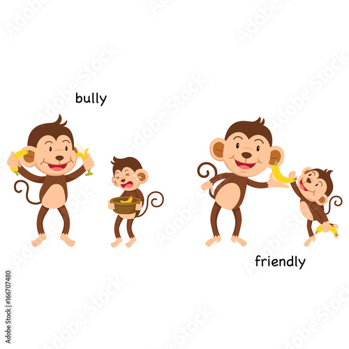 Opposite bully and friendly illustration
