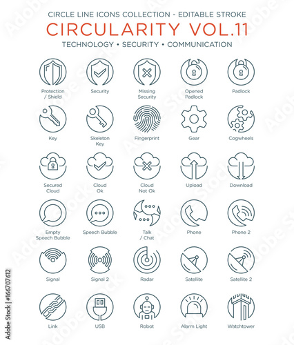 Circle Icons Collection Vol. 11 - Technology, Security and Communication