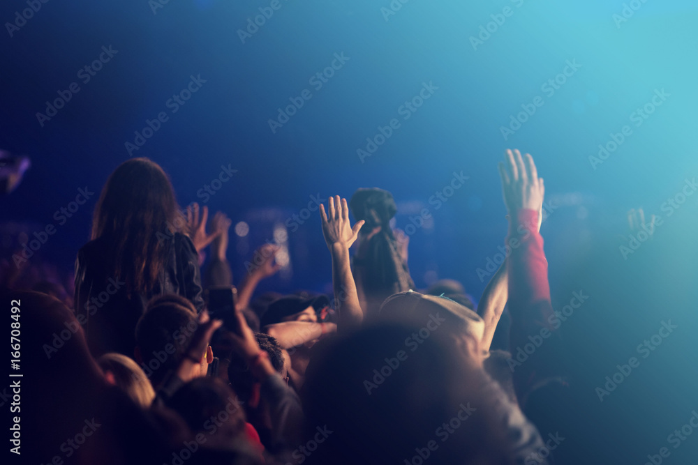 Summer music festival crowd 