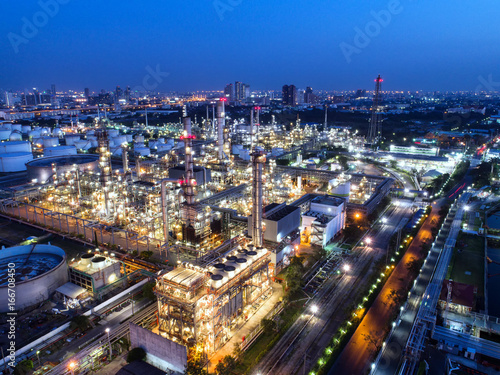 Aerial view Oil refinery .The factory is located in the middle of nature and no emissions. The area around the air pure.