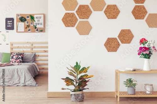 DIY hexagon, honeycomb cork wall photo