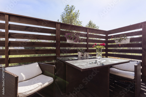 Schilderij op canvas House with beautiful patio