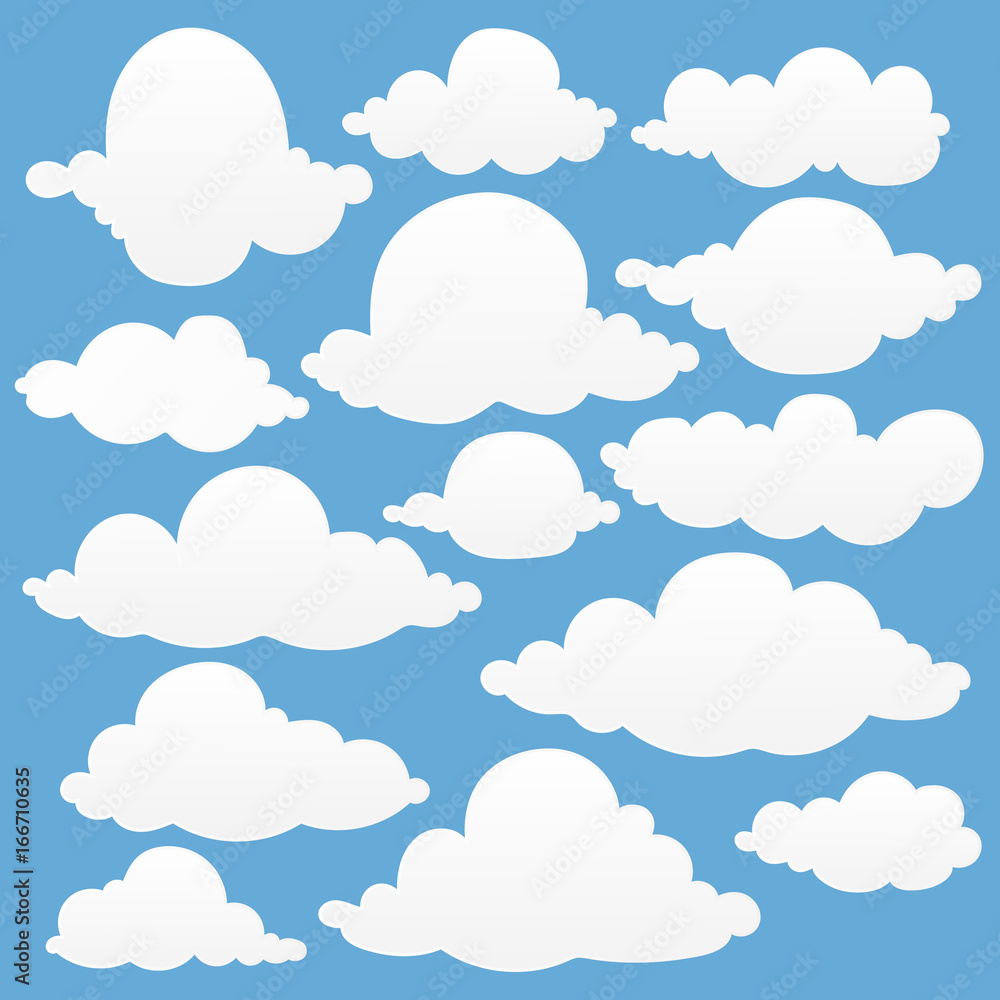 Vector illustration of clouds collection.