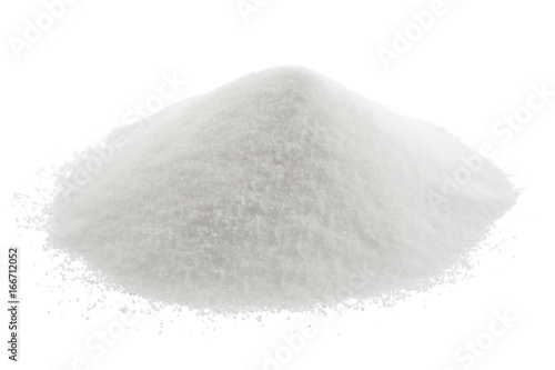 Heap of sea salt isolated on white background.  photo