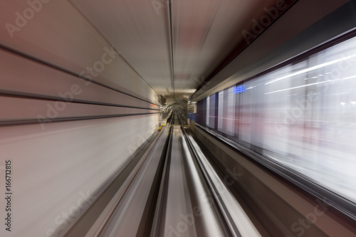 Motion blur of underground train station