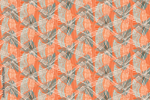 Abstract seashells orange blue overlapping