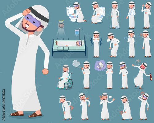 flat type Arab man_sickness