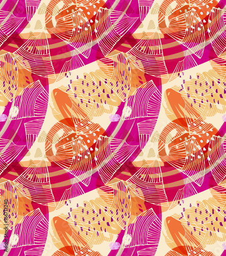 Abstract seashells with bright pink dots