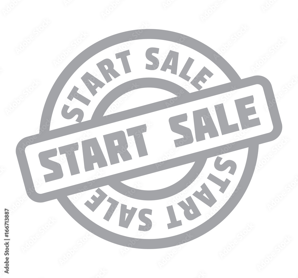 Start Sale rubber stamp. Grunge design with dust scratches. Effects can be easily removed for a clean, crisp look. Color is easily changed.