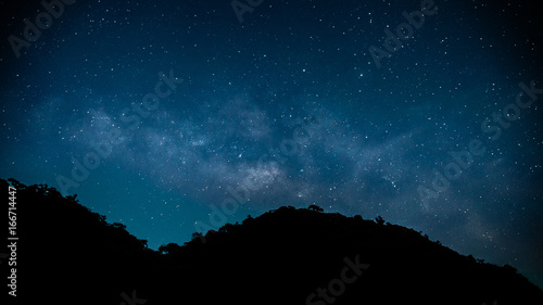 Milky way with silhouette mountain