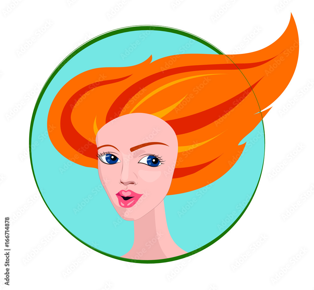 Vector Portrait of Girl with Long Red Hair Vector Portrait of Girl with Long Red Hair