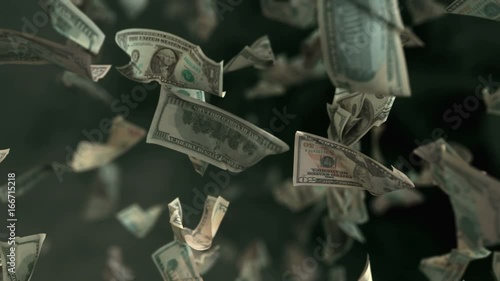 Falling Dollar money in Slow motion 4K Loopable photo