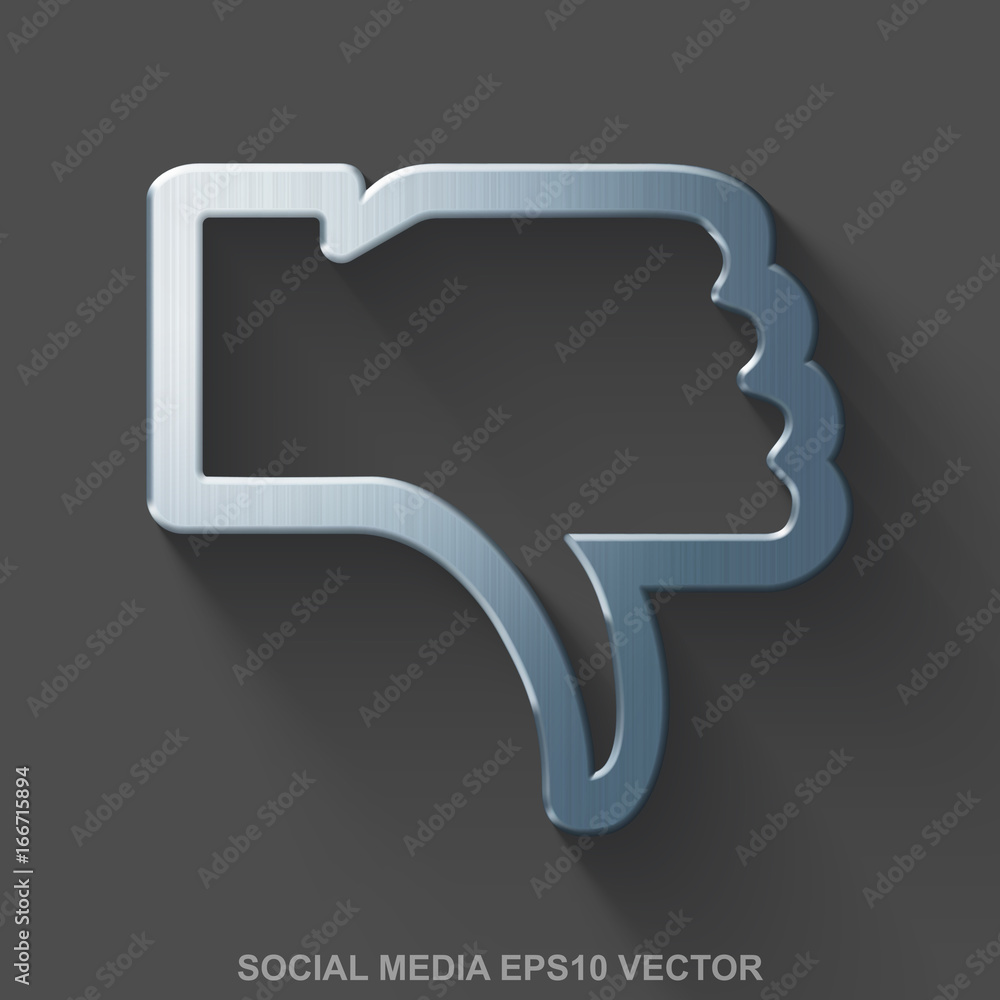 Flat metallic social media 3D icon. Polished Steel Thumb Down on Gray background. EPS 10, vector. Flat metallic social media 3D icon. Polished Steel Thumb Down on Gray background. EPS 10, vector.