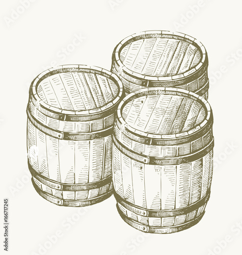 drawing wood barrel