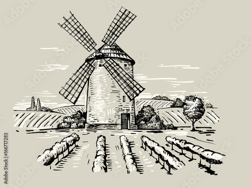 illustration of a mill photo