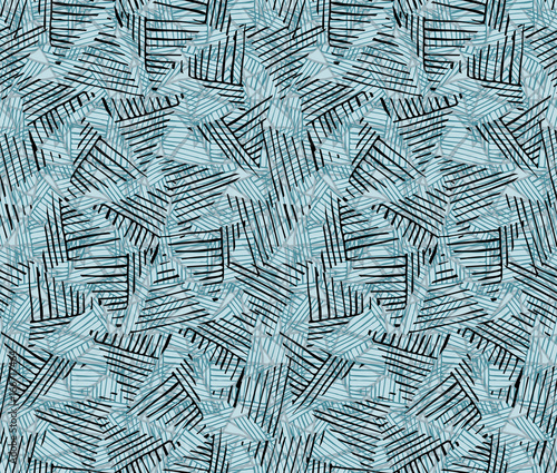 Rough hatched triangles overlapping green