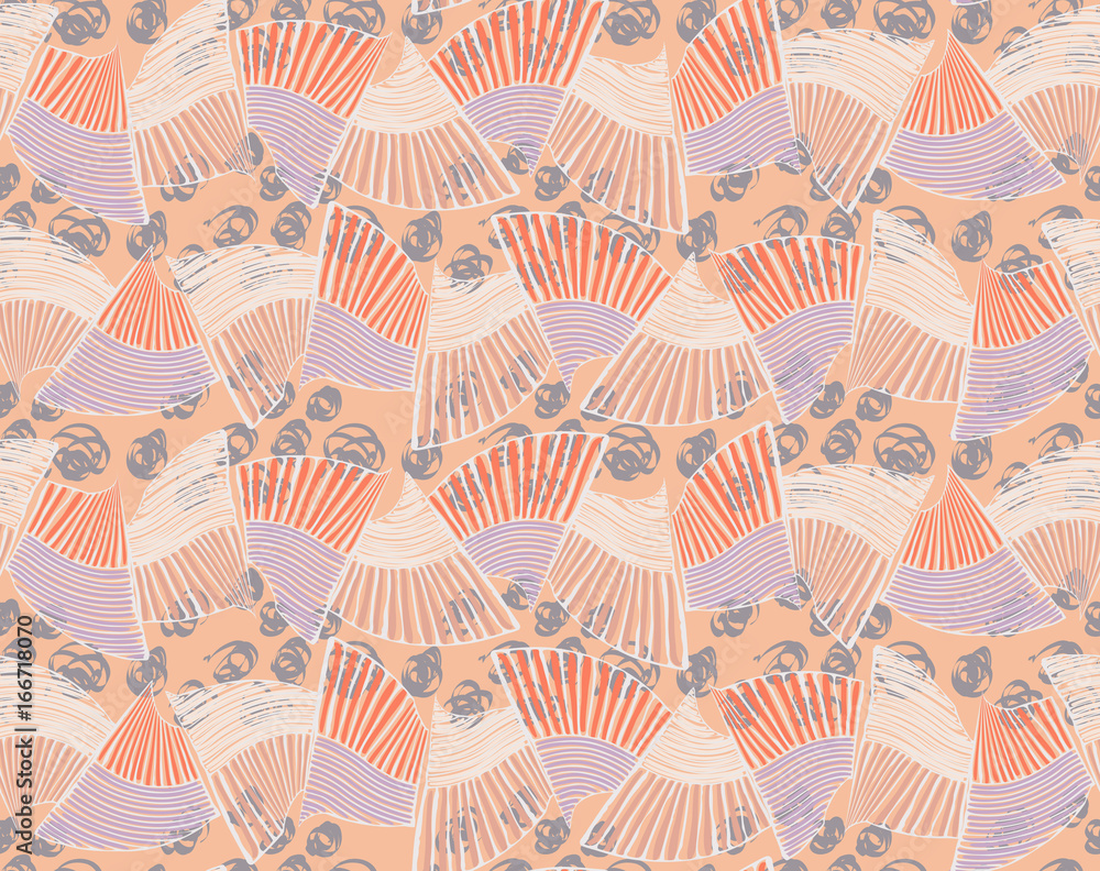 Sea shell peaces in wavy pattern on cream Sea shell peaces in wavy pattern on cream