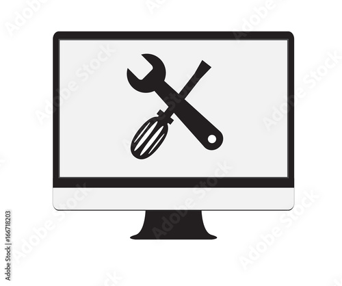 service computer icon on white background. flat style design. service computer sign. service notebook icon. service nonitor icon.