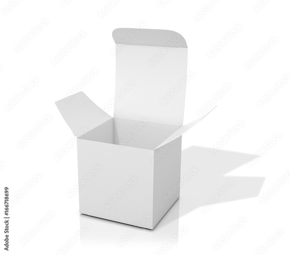 Open white box on a white background. 3D illustration Open white box on a white background. 3D illustration