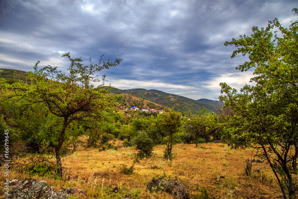 Small beautiful village among the mountains