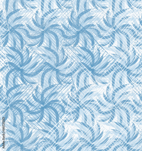 Swirly overlapping stocks blue with hatched grid
