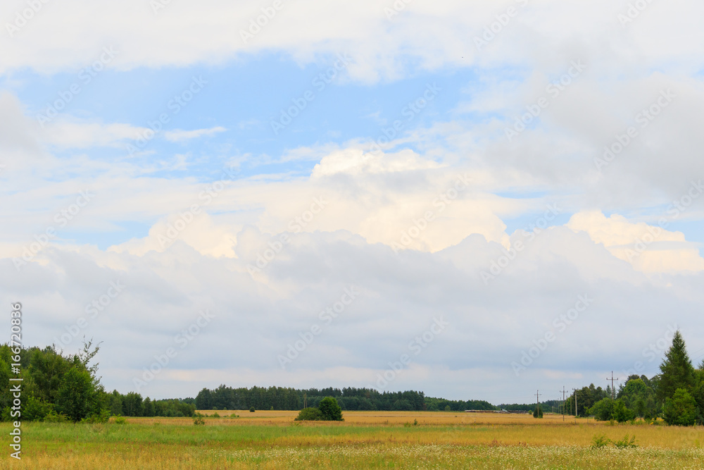 Countryside landscape under the blue sky