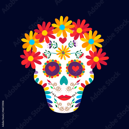 Day of the dead mexico sugar skull decoration art