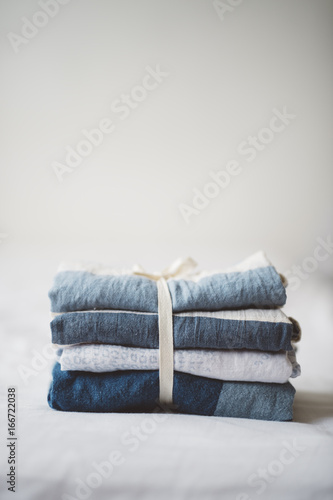 Stack of raw linen photo